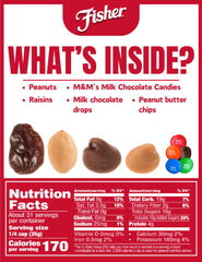 Close-up of peanuts and milk chocolate—crunchy, flavorful bites from Fisher Trail Mix.