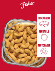 Fisher cashews displayed in pantry jar, ready for on-the-go snacking.