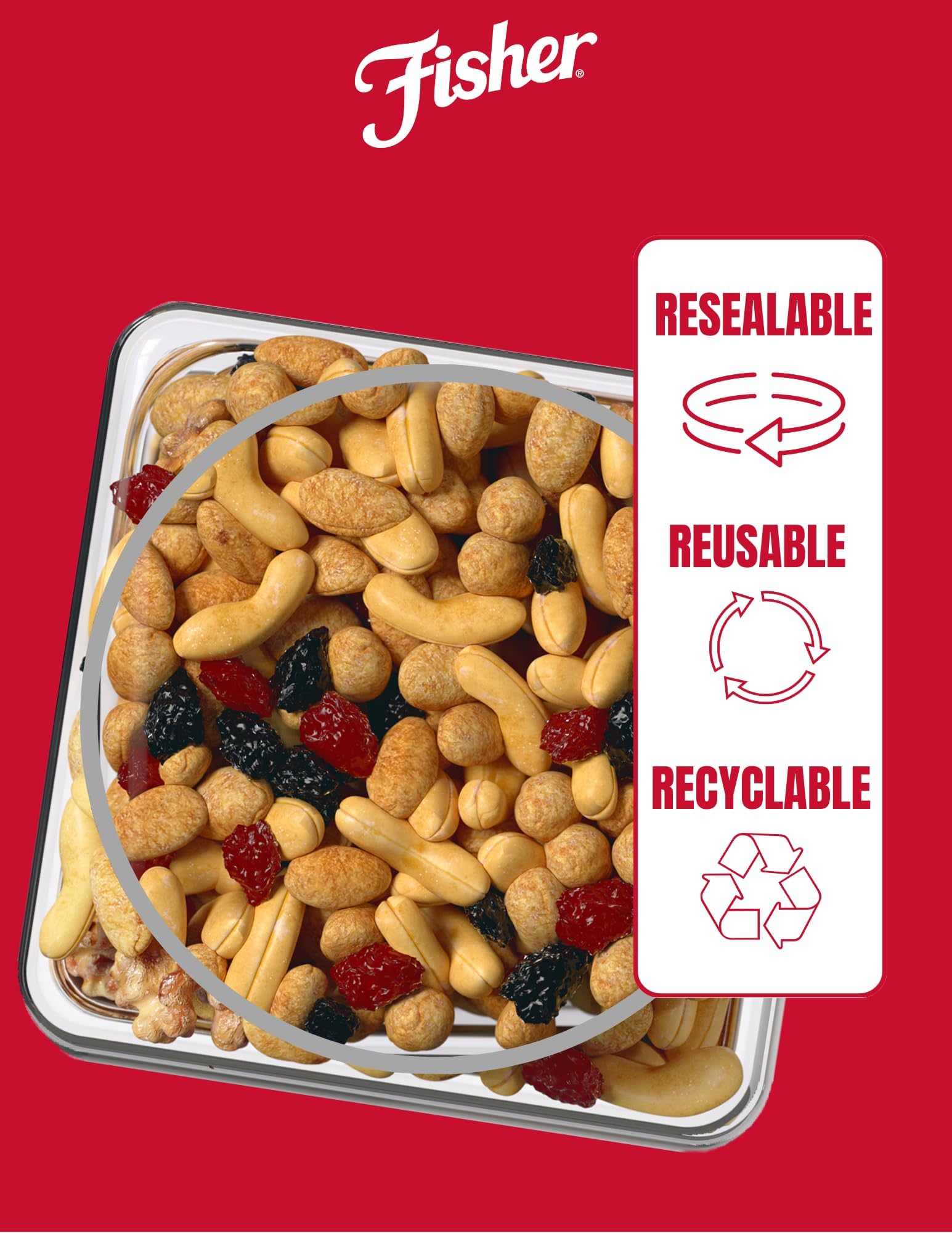 Frosted walnuts in Fisher Trail Mix add buttery texture.