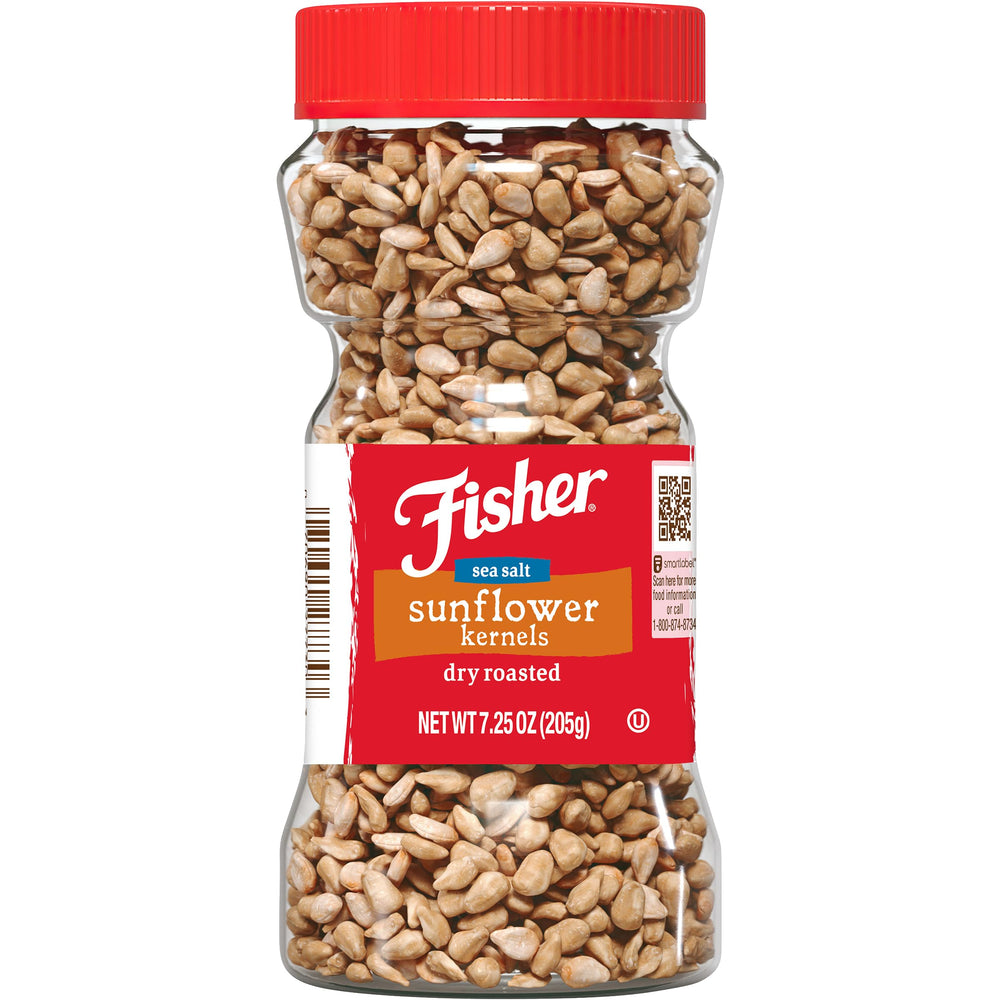 Fisher Sunflower Kernels Sea Salt close-up, delivering a crunchy, savory snack.