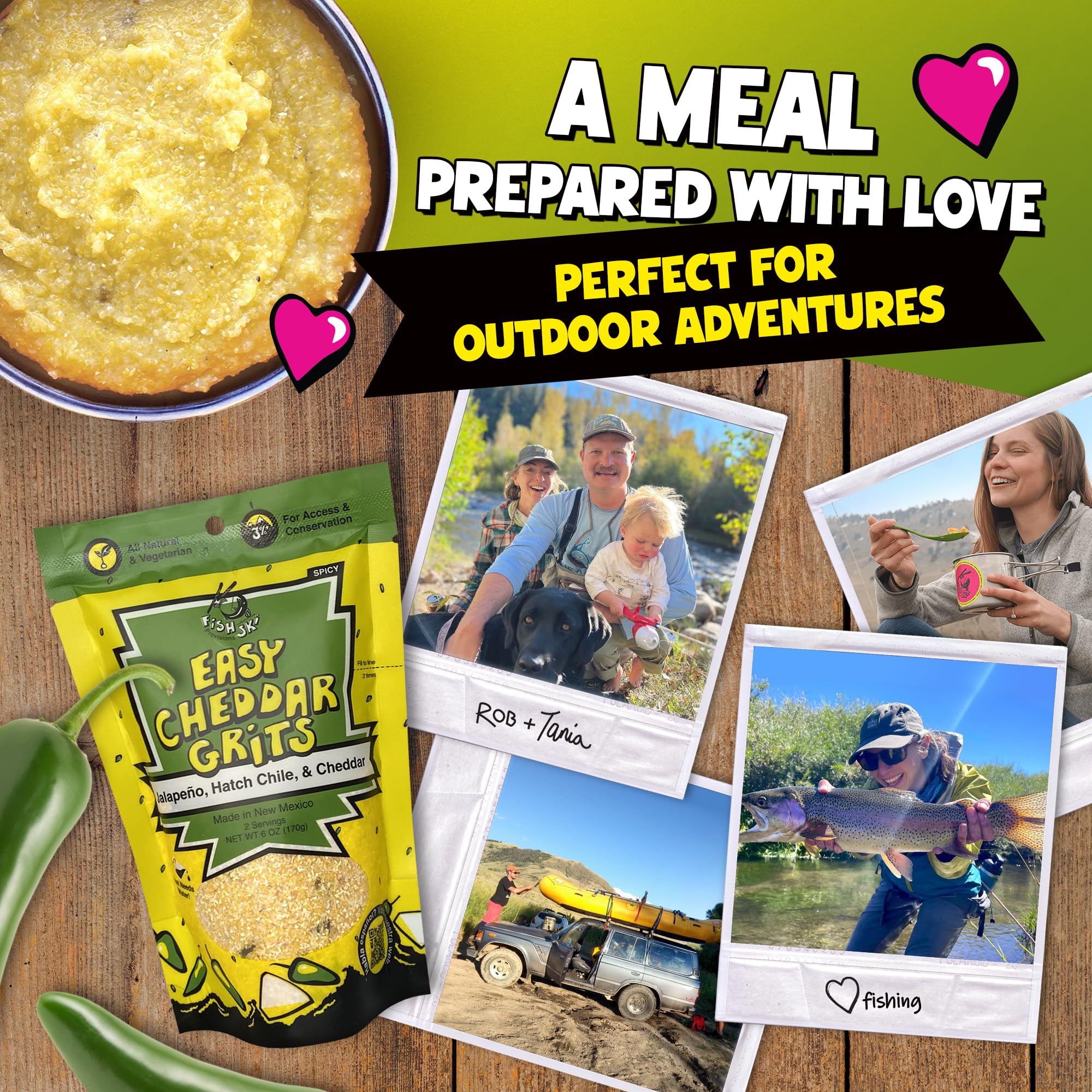 Cheddar melted into grits sizzling, bold taste opportunity