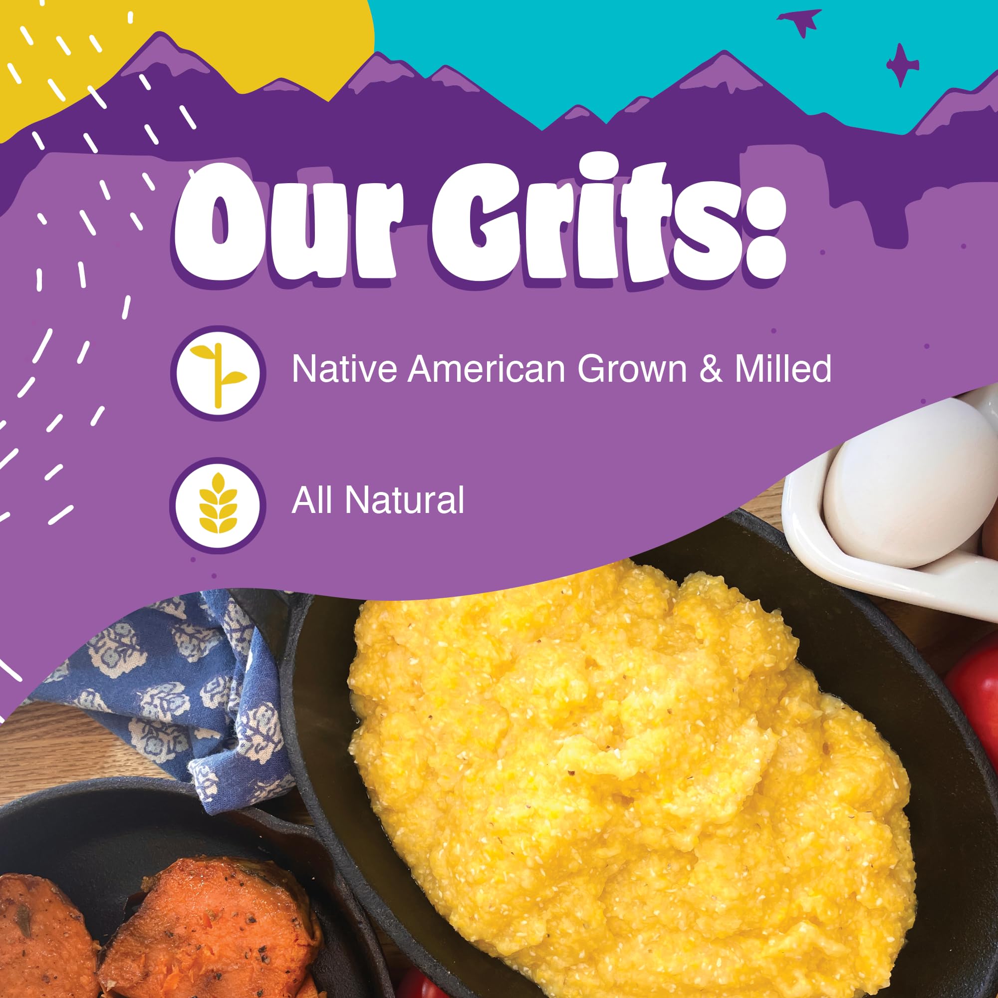 FISHSKI PROVISIONS whole grain yellow corn grits, gluten free and non-GMO.