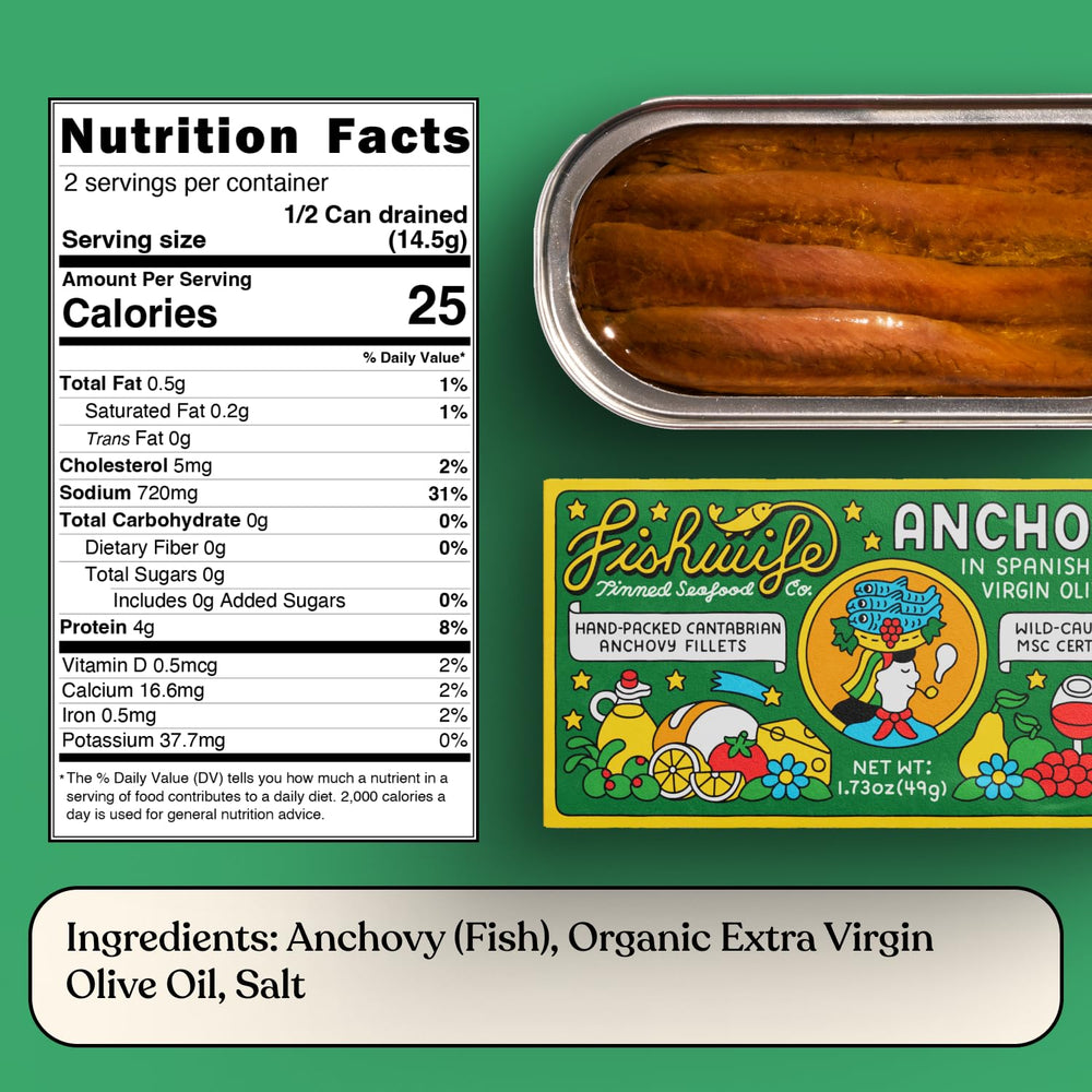 Fishwife Cantabrian Anchovies packaging with MSC label indicating sustainability