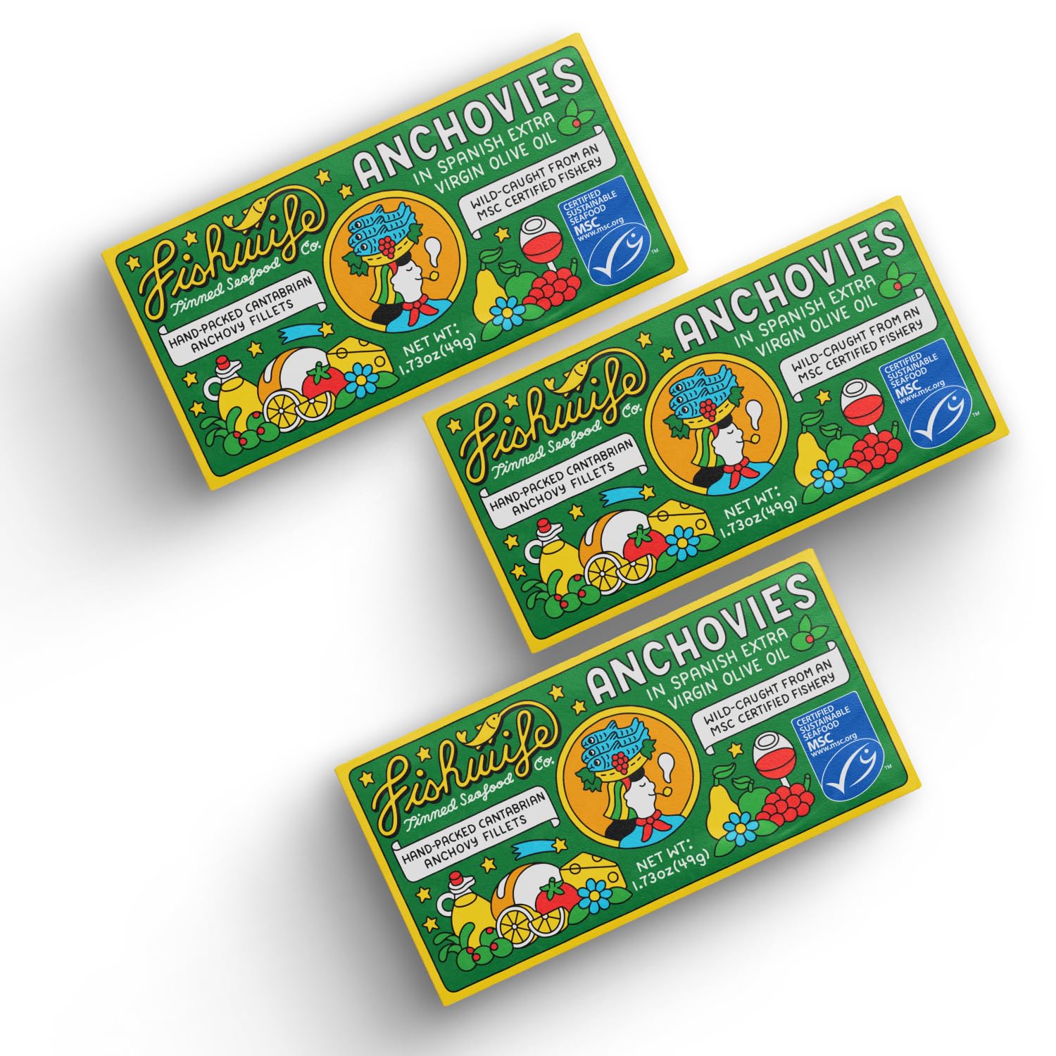 Fishwife Cantabrian Anchovies tin close-up showing premium oil and rich texture