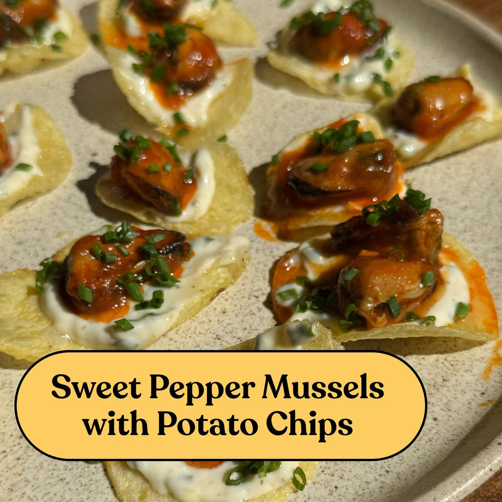 Crusty bread with Fishwife Mussels and aioli for dipping