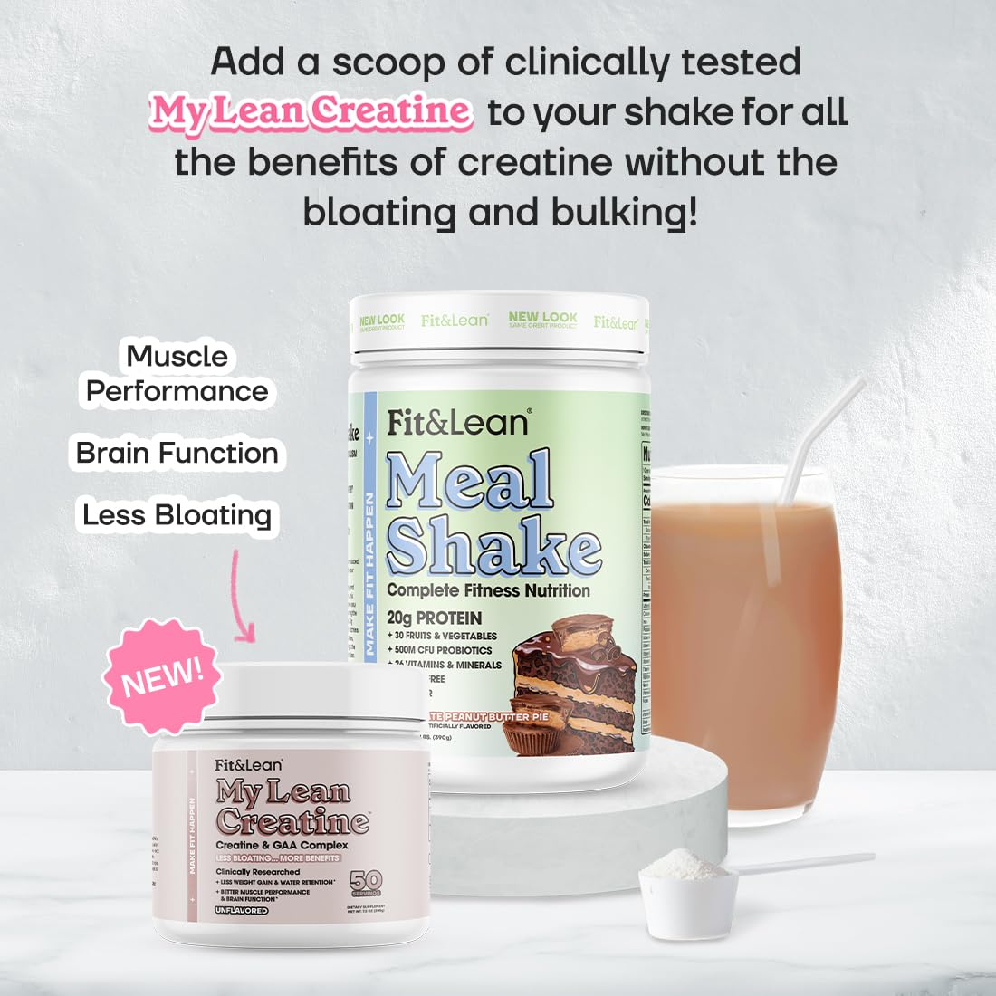 Fit and Lean Meal Shake probiotic blend illustration for digestive health support.