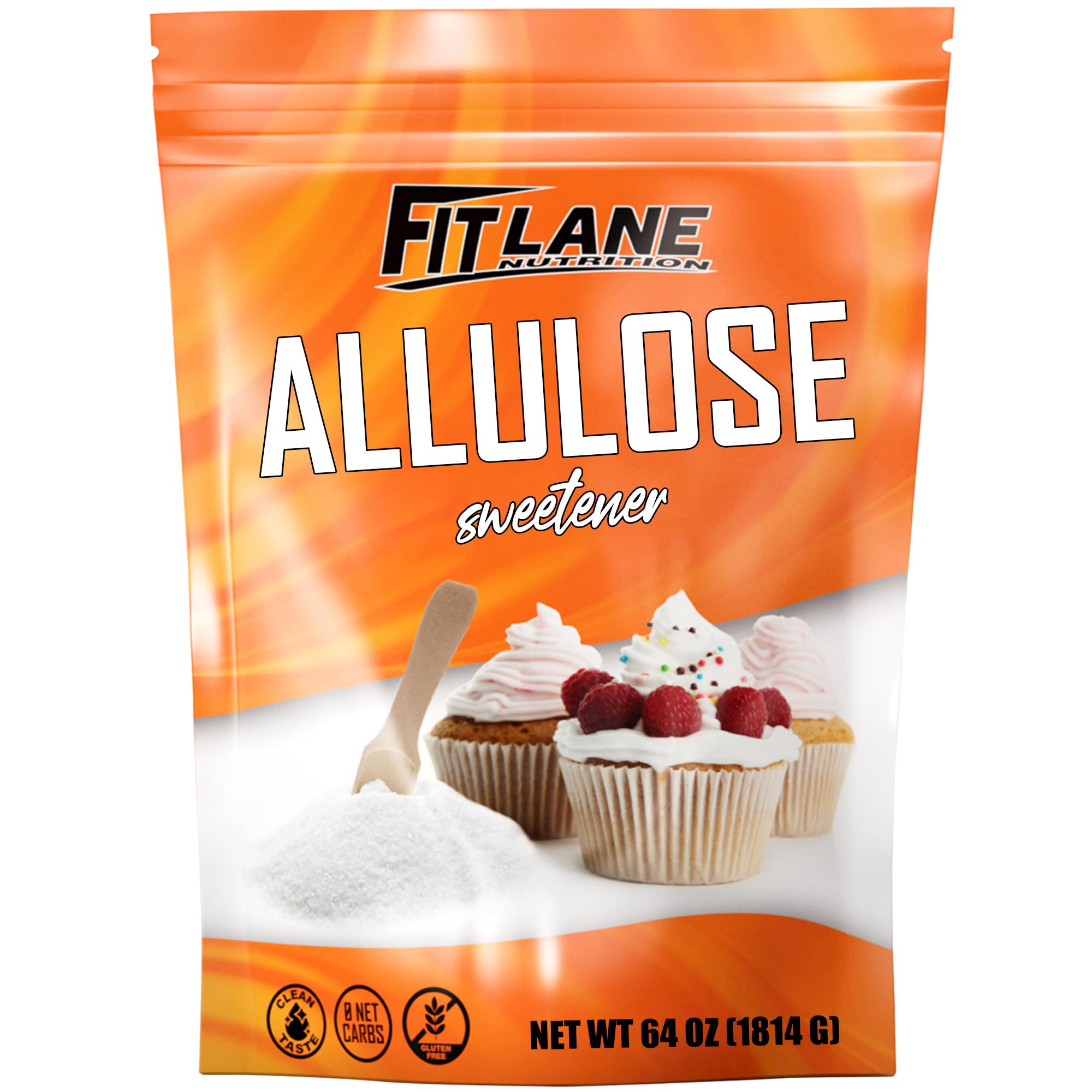 Fit Lane Allulose powder in a 4 lb bag ready for baking with low-calorie sweetness.