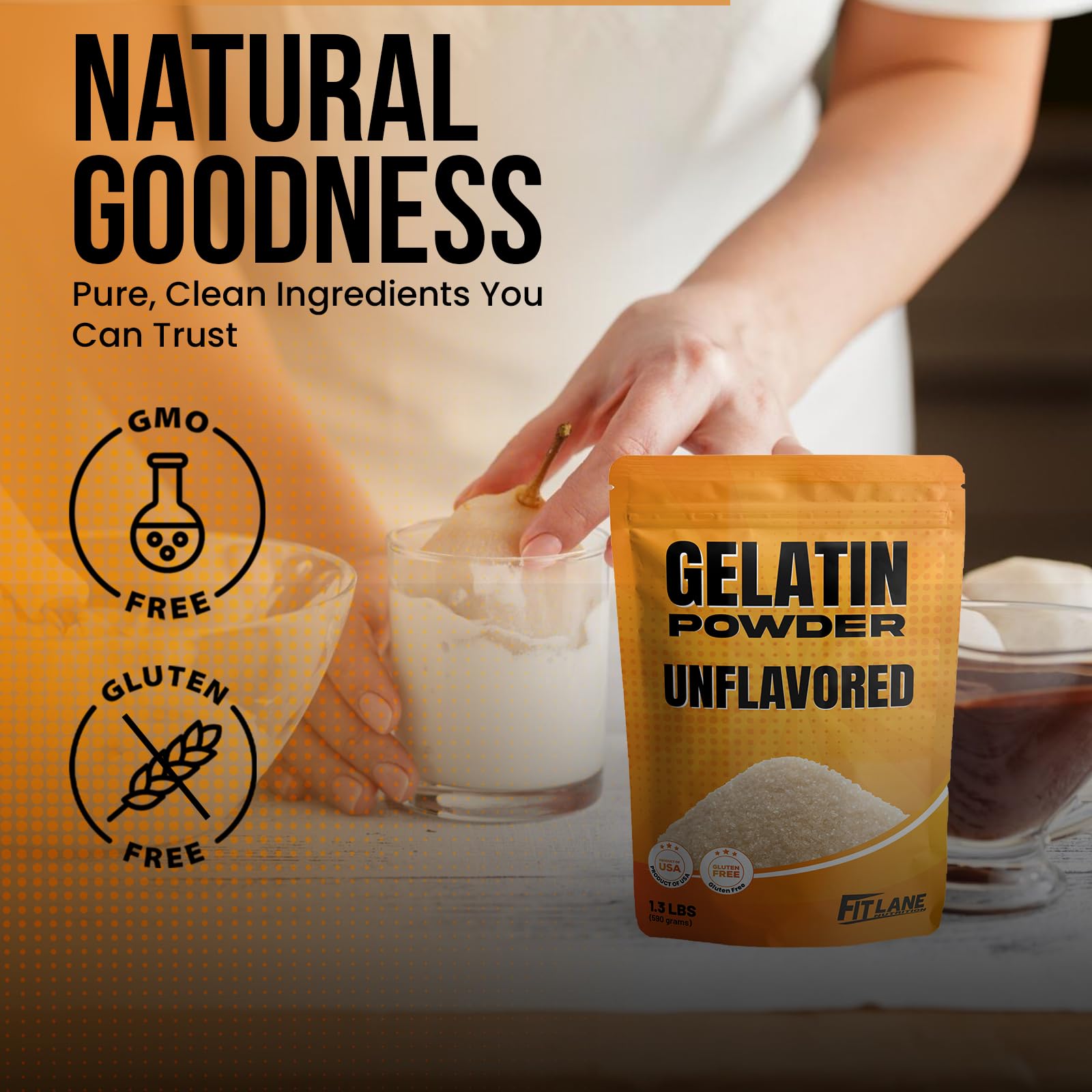 Fit Lane Gelatin helps make marshmallows, custards, and yogurts at home