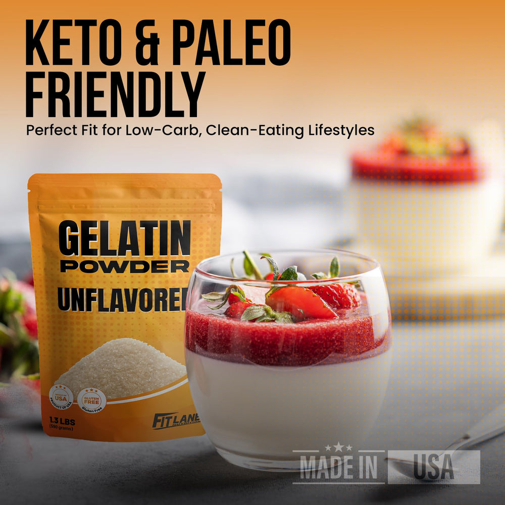 Fit Lane Gelatin supports keto and paleo kitchens as a versatile thickener