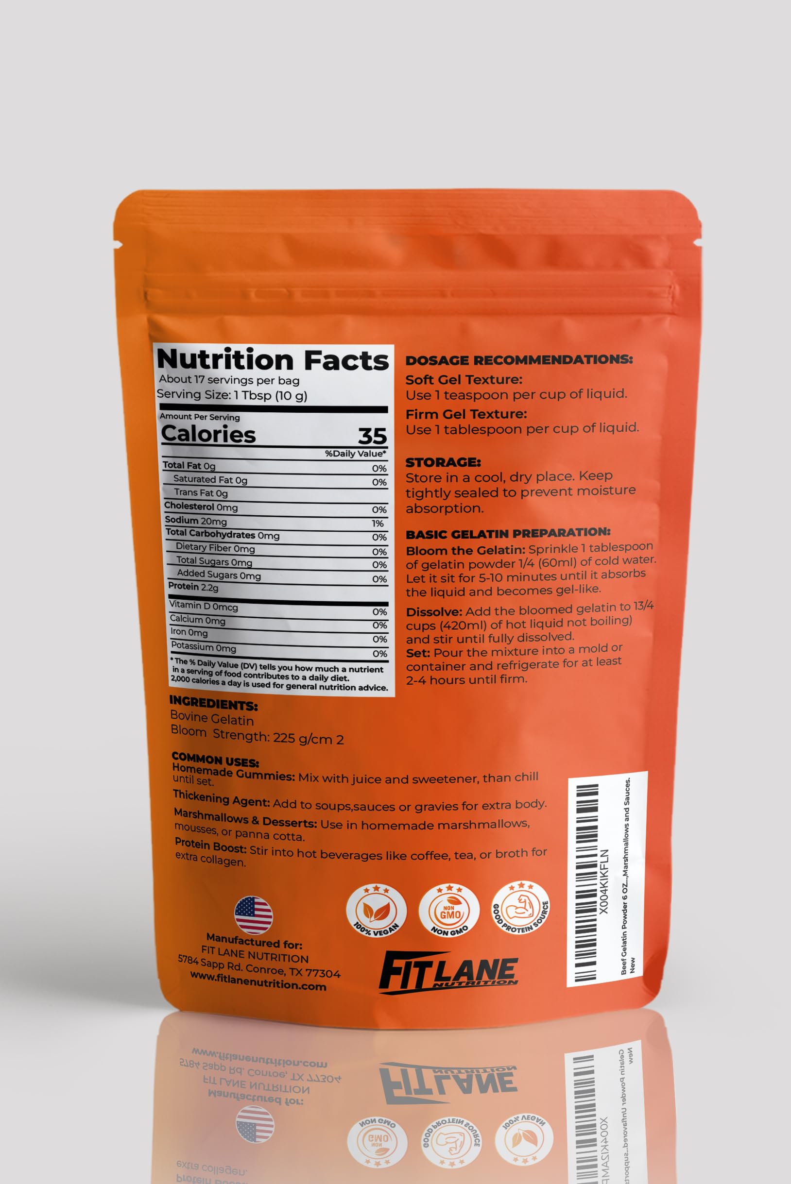 Fit Lane Gelatin Powder pastured-raised, dissolving in hot liquid