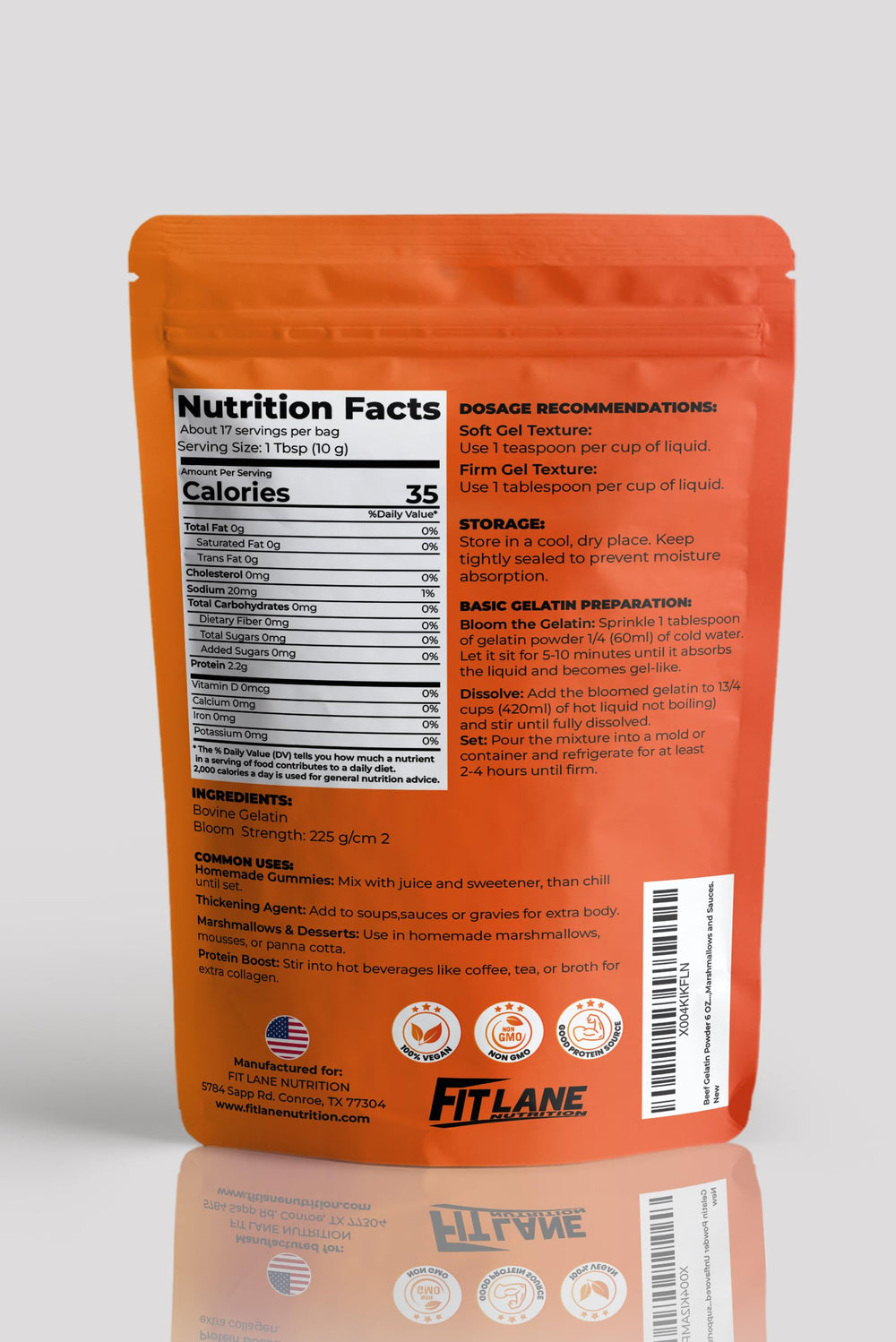 Fit Lane Gelatin Powder pastured-raised, dissolving in hot liquid