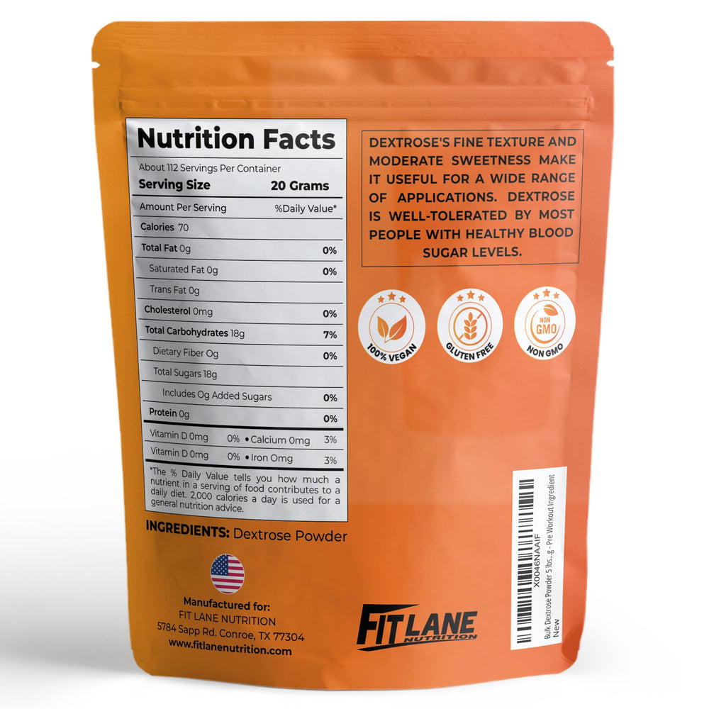 Fit Lane Nutrition fine dextrose powder with smooth texture for easy mixing.