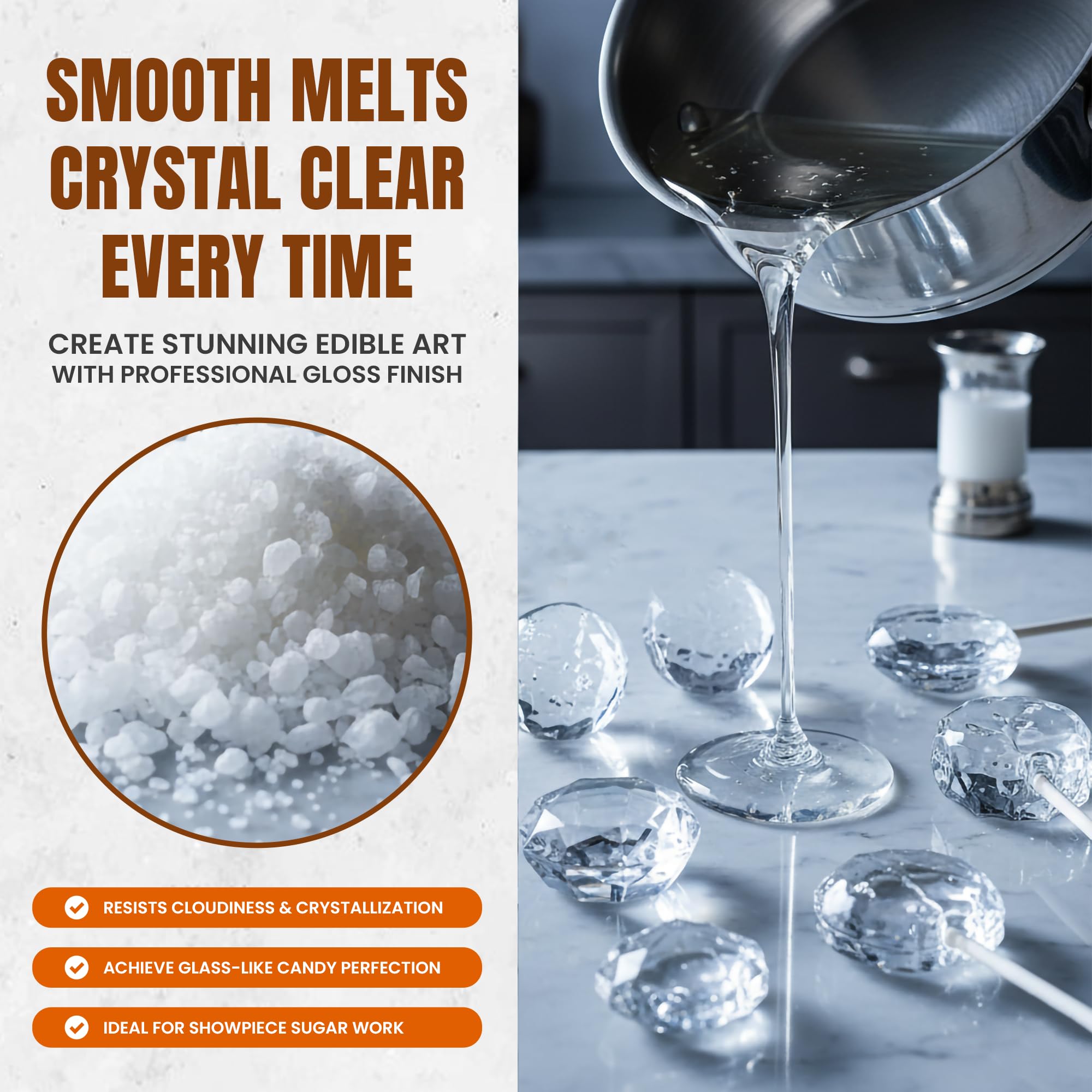 Fit Lane Nutrition Isomalt Crystals are temperature-stable and easy to work with.