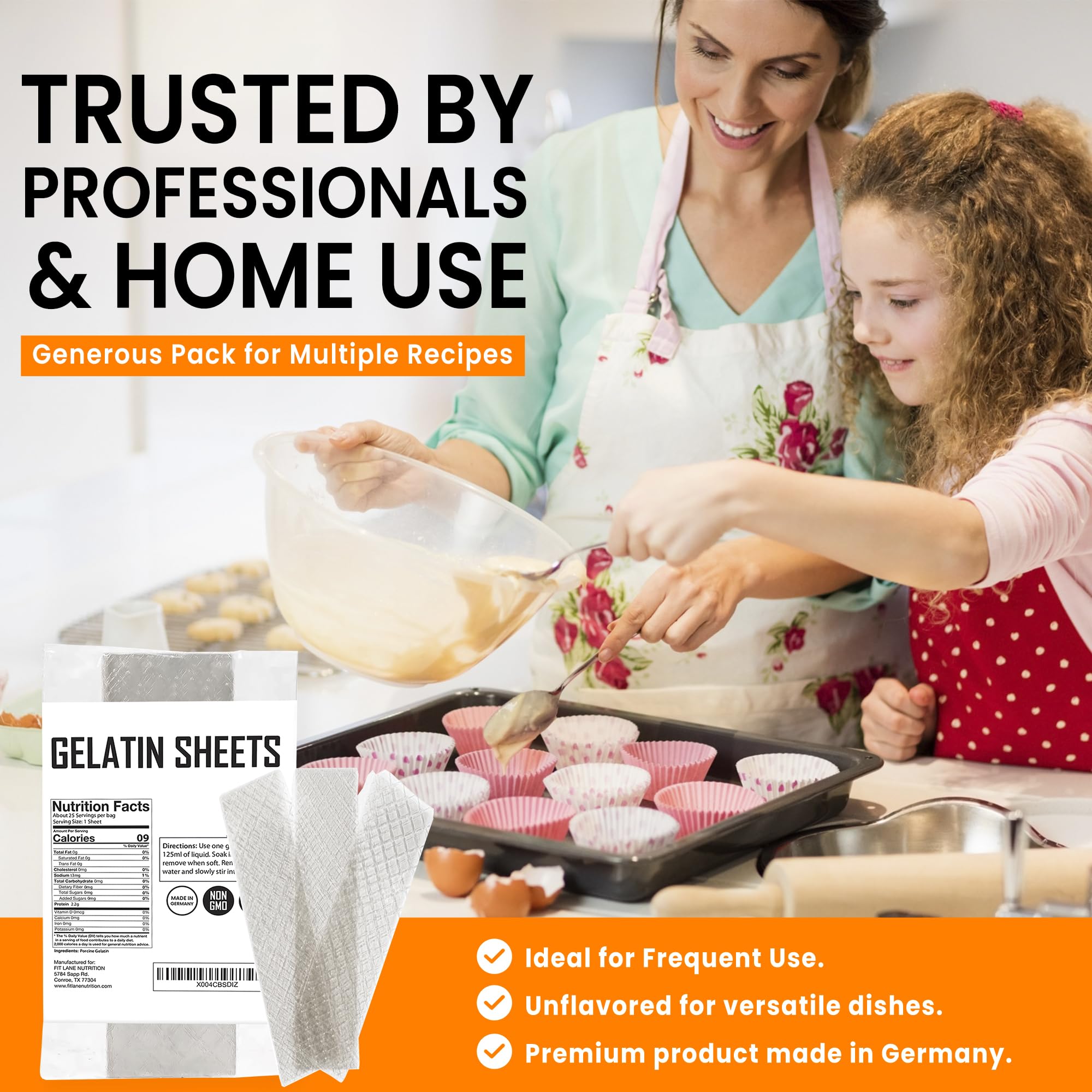 Fit Lane unflavored clear leaf sheets ideal for versatile desserts and savory uses.