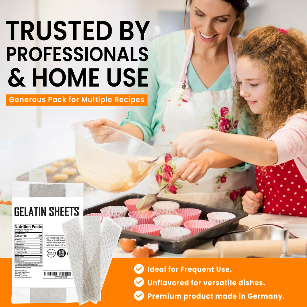 Fit Lane unflavored clear leaf sheets ideal for versatile desserts and savory uses.