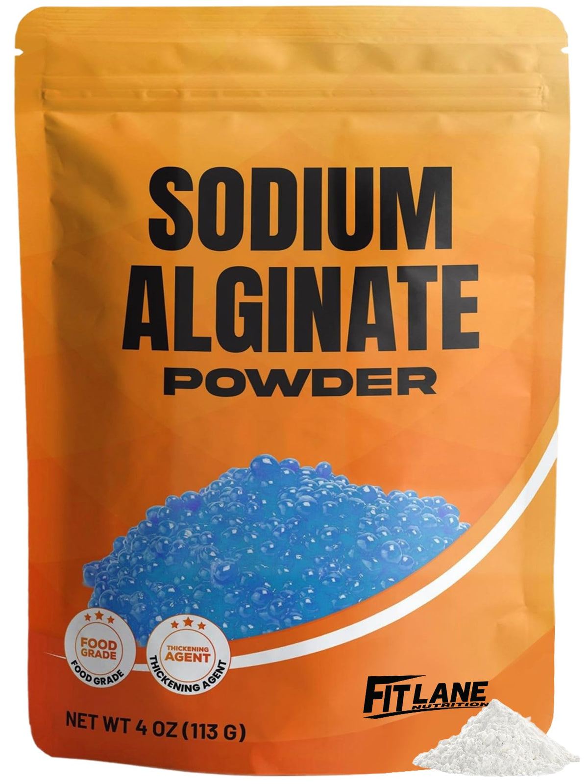 Fit Lane Nutrition sodium alginate powder in a 4 oz jar for thickening and gelling.