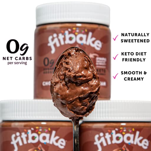 FitBake frosting on keto chocolate cake, gluten-free and sugar-free