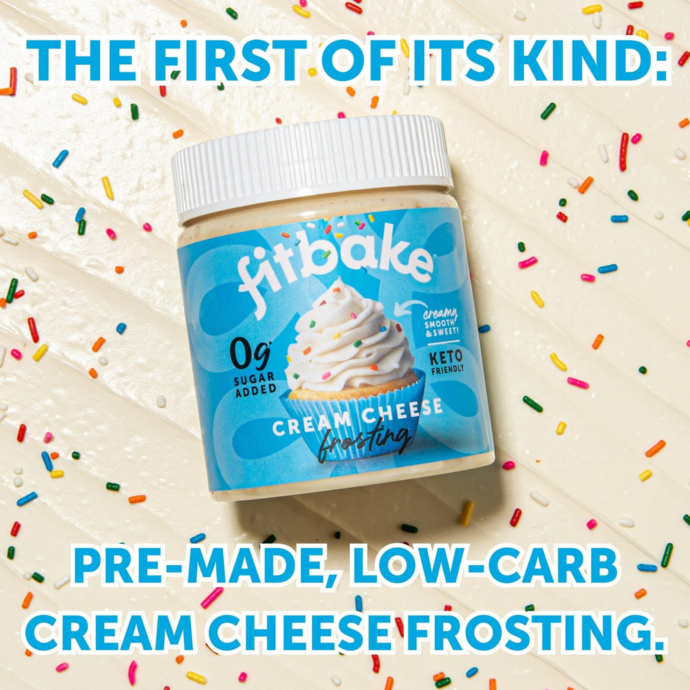 Texture closeup of FitBake frosting reveals a smooth, spreadable finish.