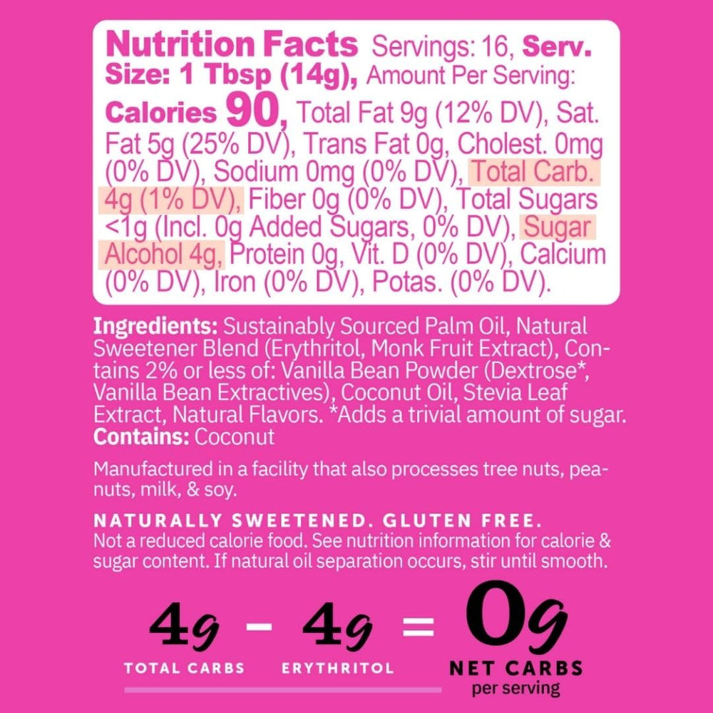 FitBake frosting tub spread on a keto cupcake, gluten-free and sugar-free.