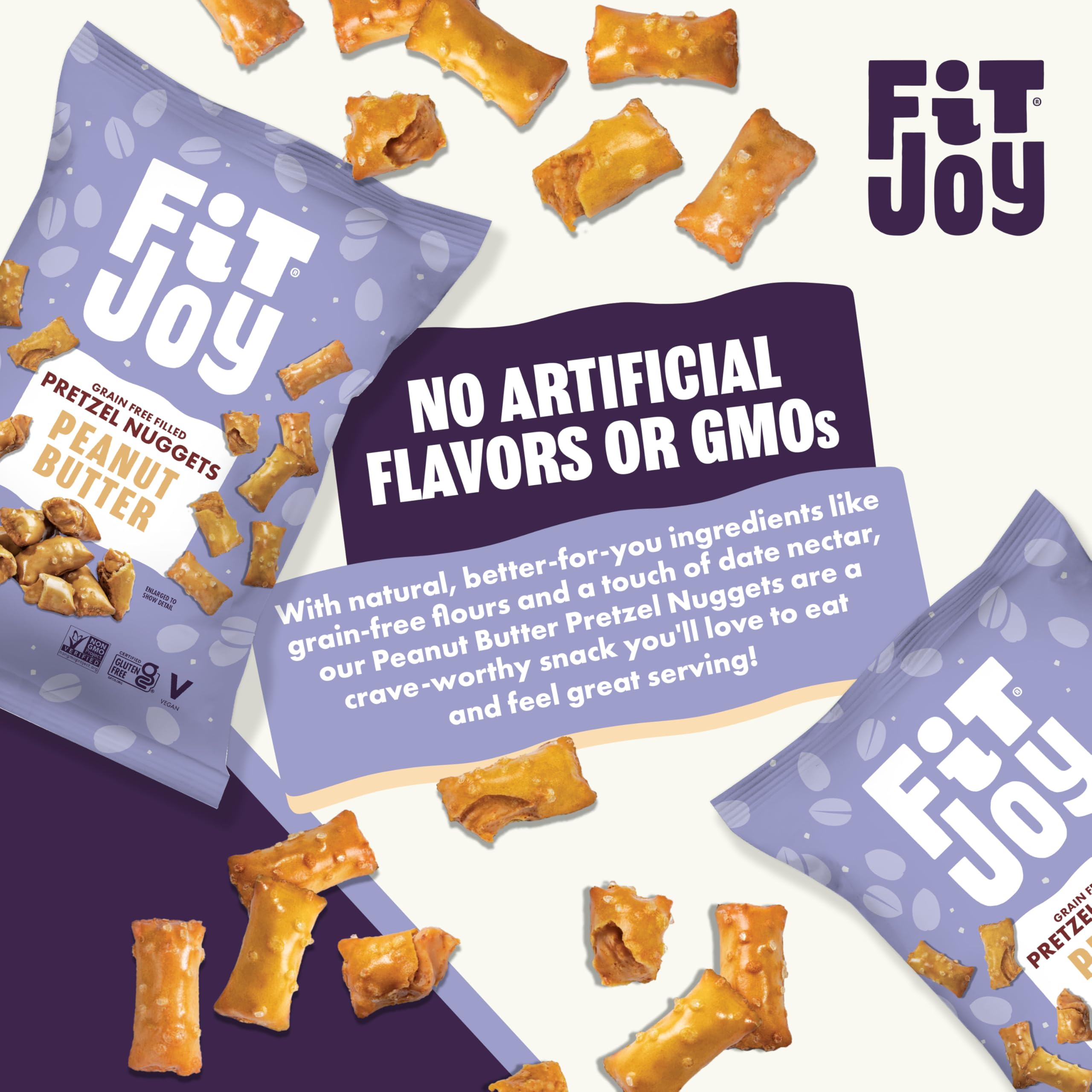 FitJoy gluten-free and dairy-free flavor notes for nostalgic pretzel enjoyment.