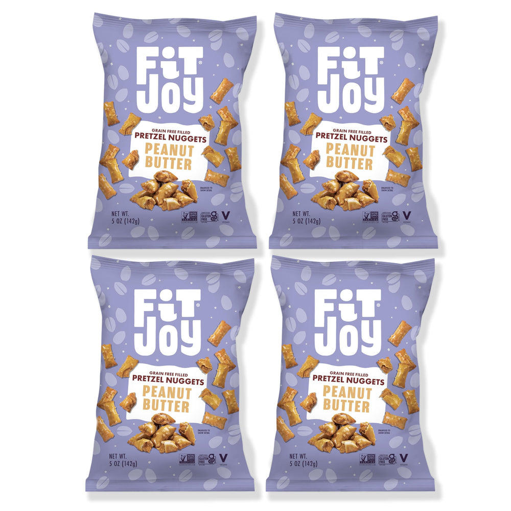 FitJoy Peanut Butter Filled Pretzel Nuggets four-pack ready for party snacking.