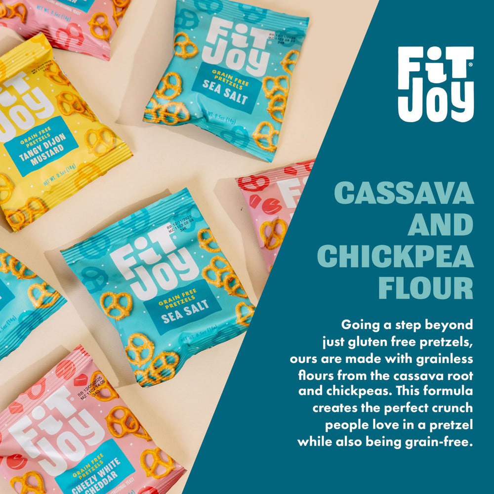 FitJoy cheezy white cheddar twists, savory cheddar notes for crave-worthy snacks.