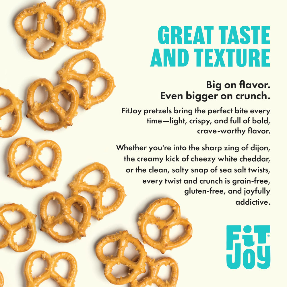 FitJoy grain-free chickpea cassava pretzels, dairy-free and gluten-free crunch.