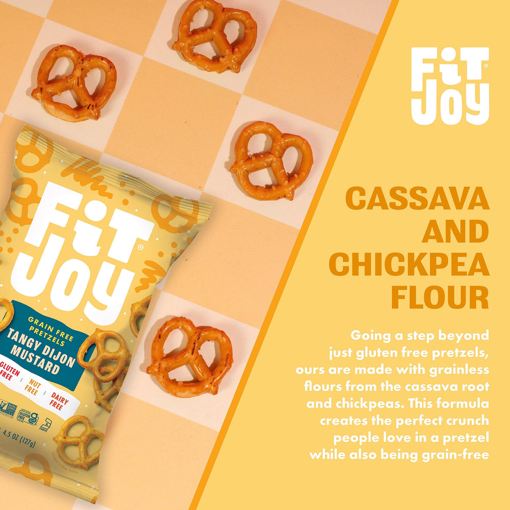Vegan, gluten-free FitJoy pretzels with no dairy or nuts for mindful snacking.