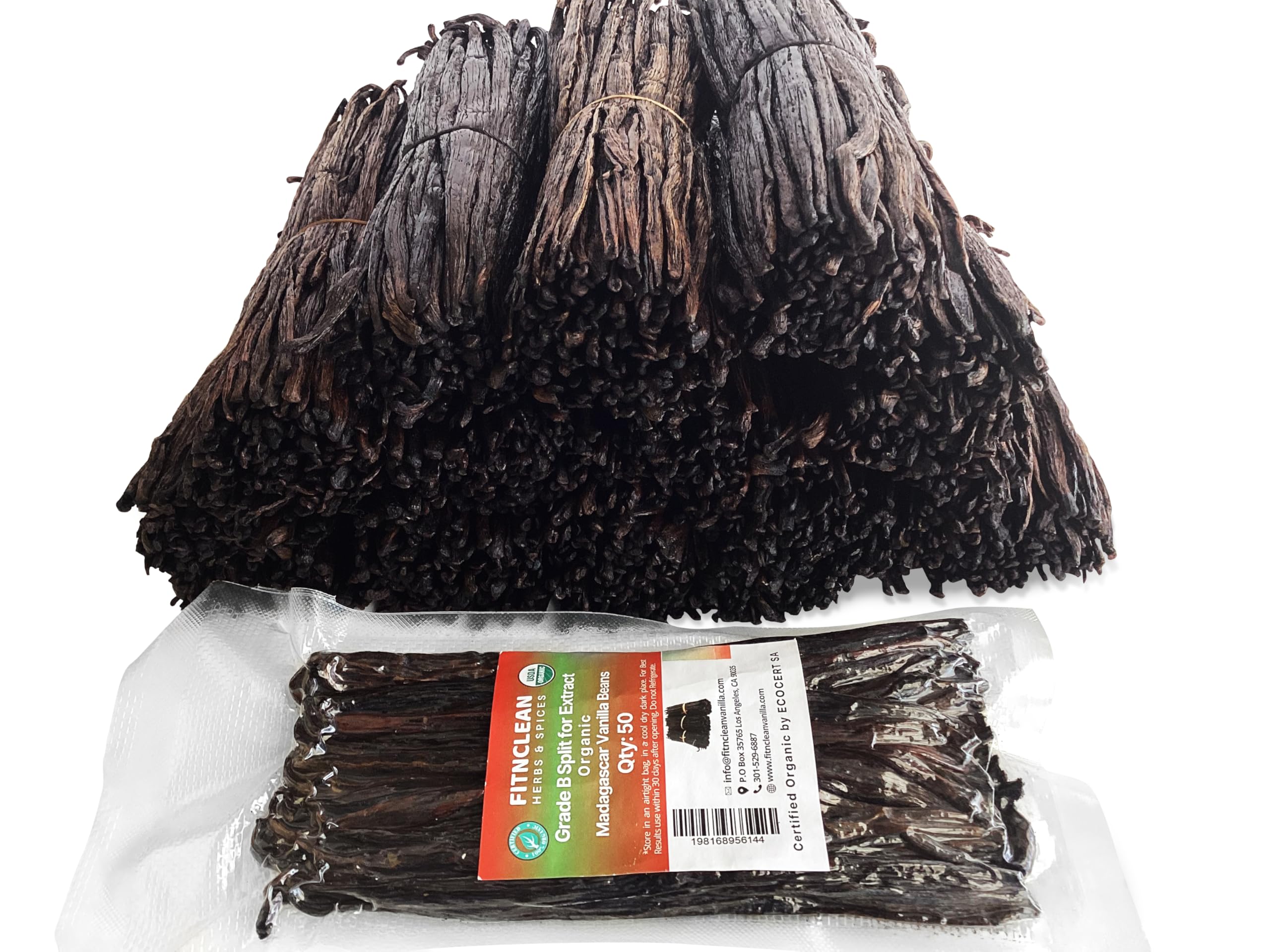 FITNCLEAN Madagascar vanilla beans split pack close-up for rich extract