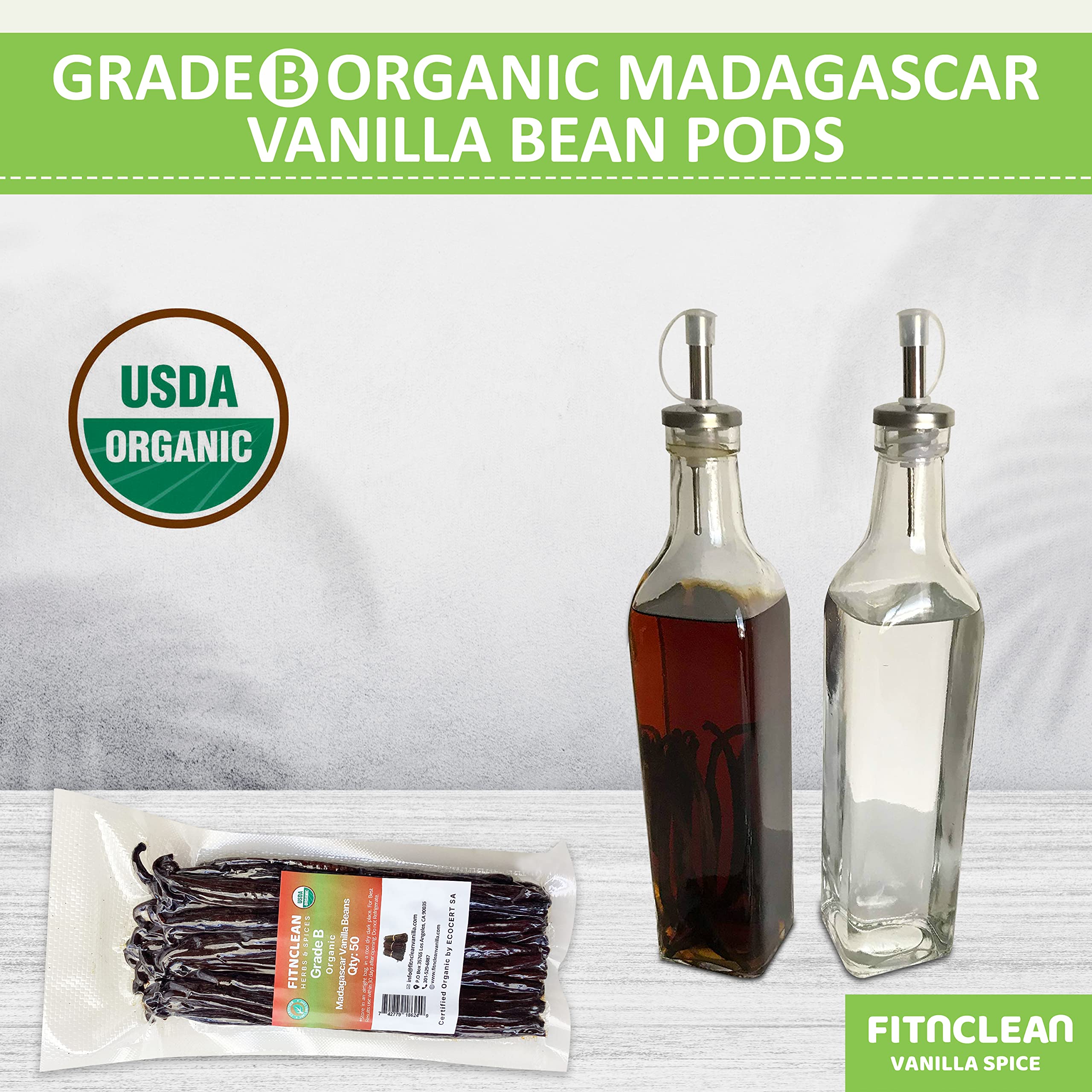 FITNCLEAN vanilla beans close-up shows semi-dry to dry pods and aroma.