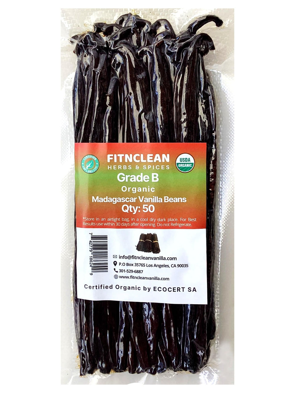 FITNCLEAN vanilla beans on spice rack ready for baking.