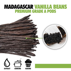 FITNCLEAN vanilla beans opened to reveal seeds, ideal for vanilla paste and flavor extraction.