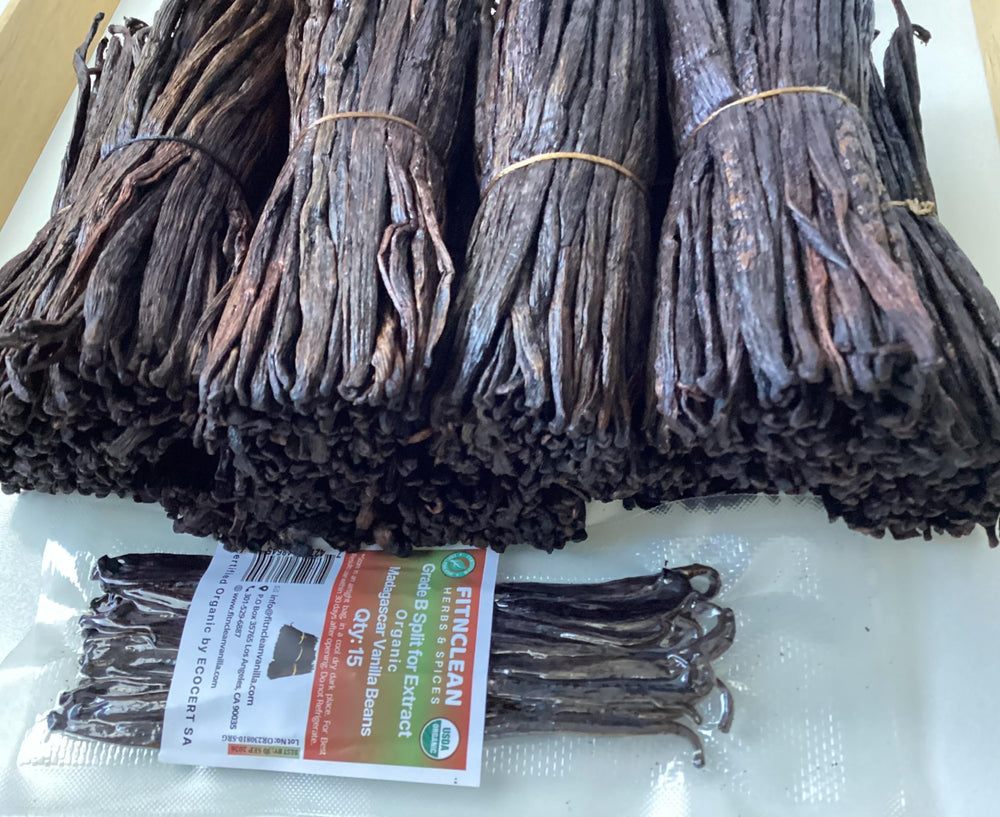 FITNCLEAN vanilla beans split Madagascar grade B ready for extract flavor