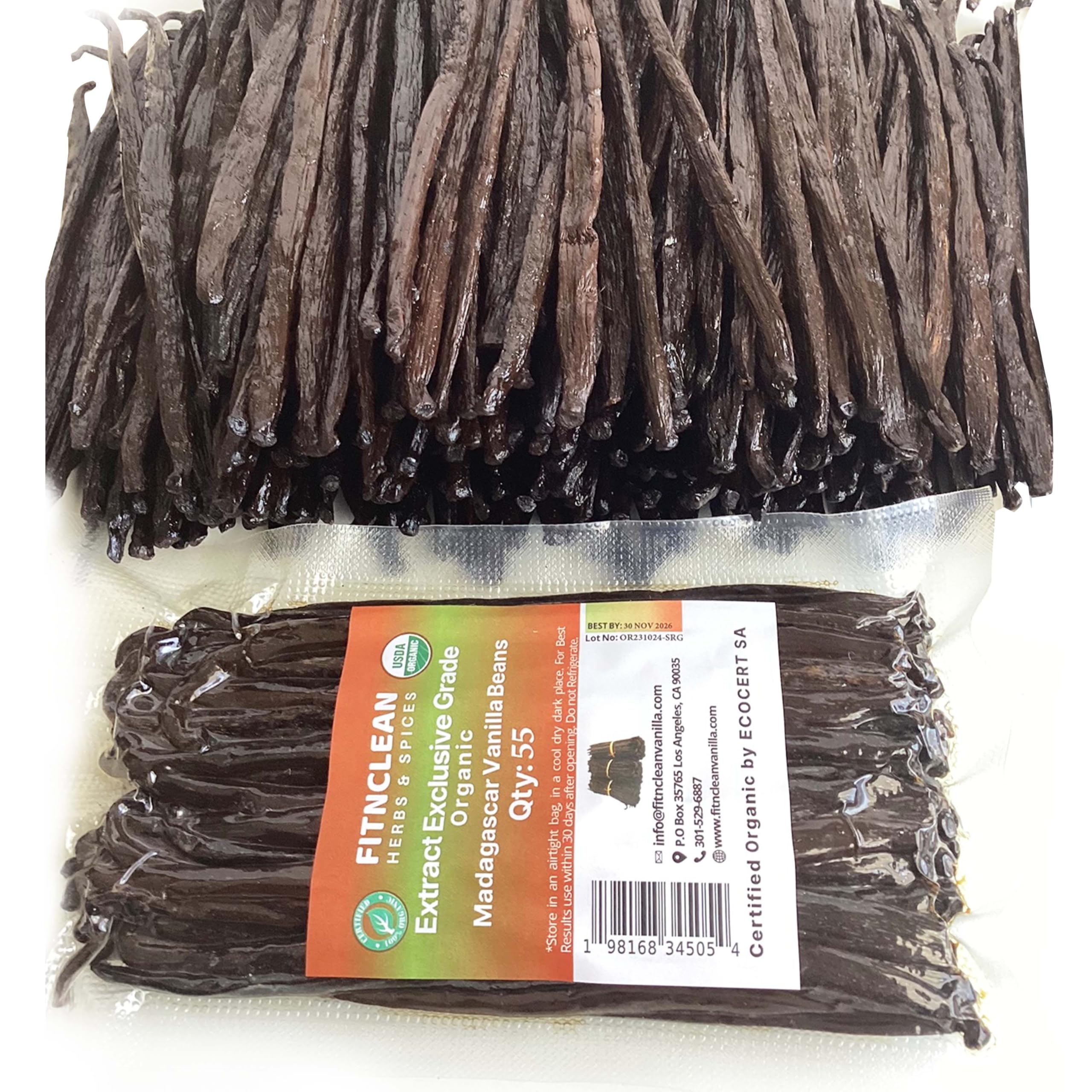 FITNCLEAN vanilla pods exclusive grade bourbon, 4-5in, ideal for infusion