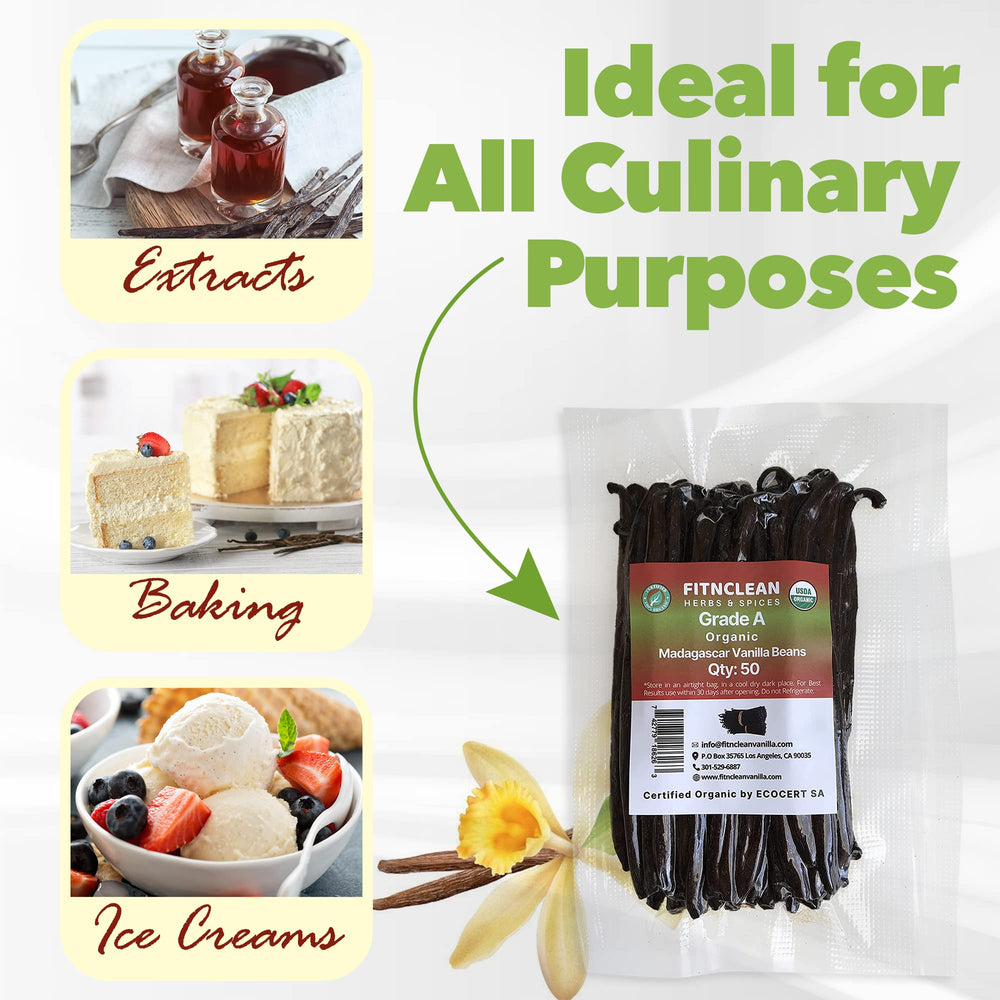 FITNCLEAN vanilla beans ready to flavor creams and custards in desserts.