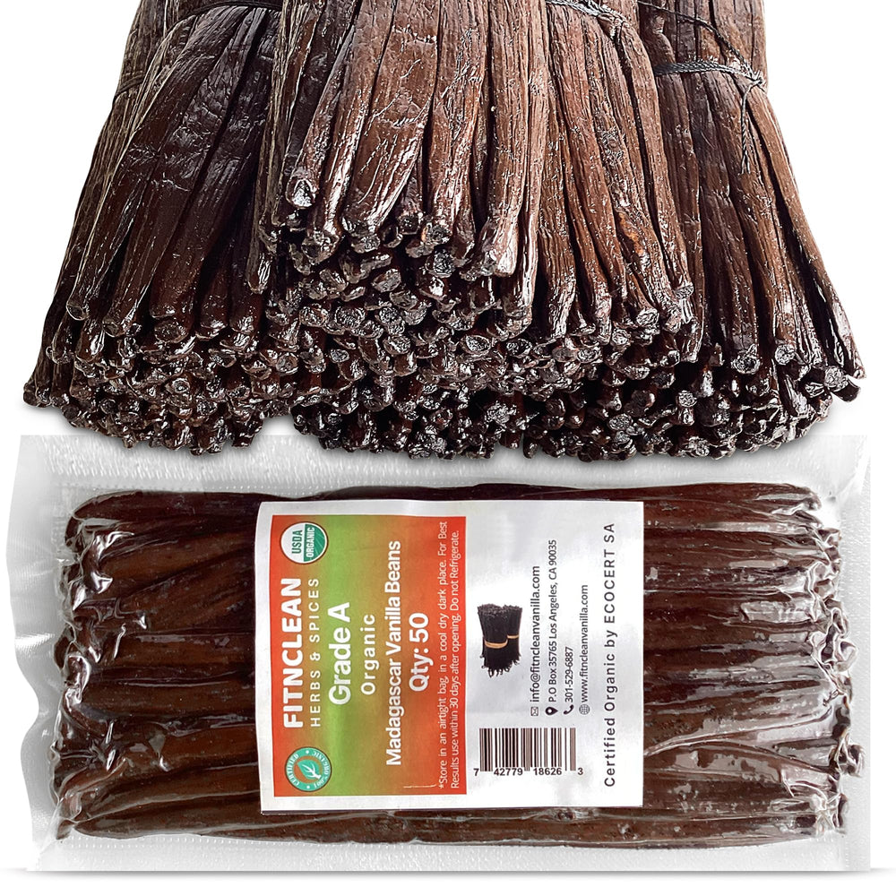 FITNCLEAN Madagascar vanilla beans in a long Grade A pod, ready for extract.