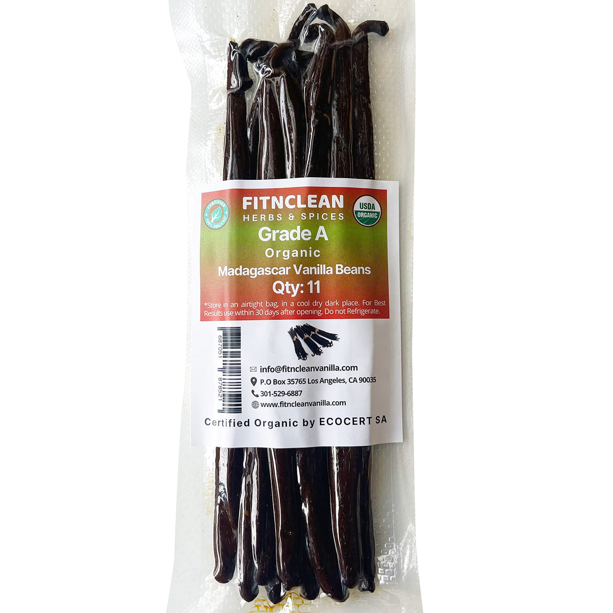 FITNCLEAN Madagascar vanilla beans in long, silky pods deliver rich aroma.