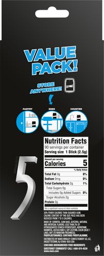 5 Gum Cobalt Peppermint pack back showing sugar-free ingredient note.