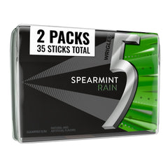 Five Gum Spearmint Rain pack front displays bold mint flavor.