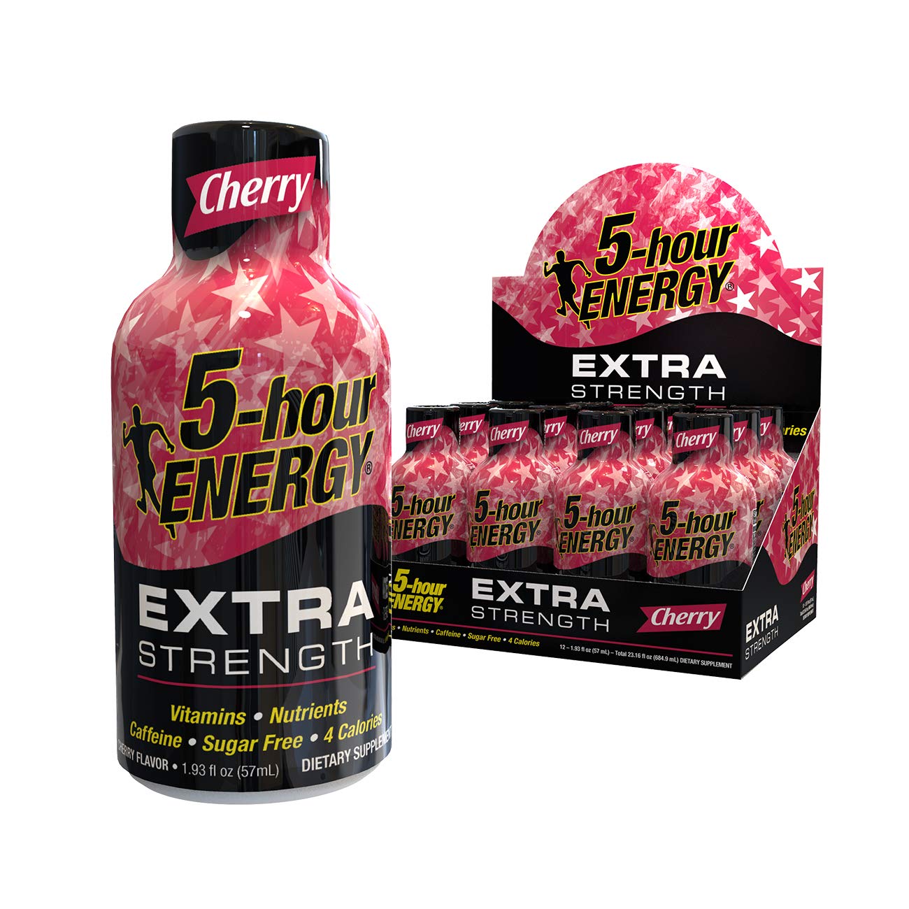 5-hour ENERGY Extra Strength Cherry bottle ready for a quick daytime energy boost