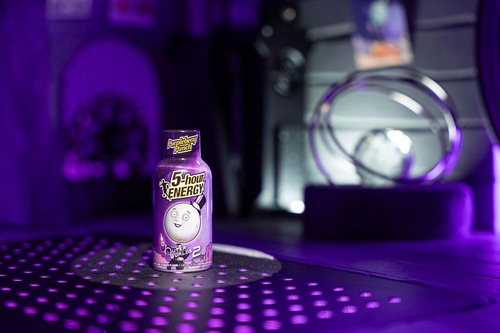 Five-hour Energy Outer Worlds Purpleberry Punch ingredient panel showcasing B-vitamins and taurine.