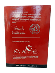 Close-up of Five Roses tagless teabags showing quality material for quick steeping