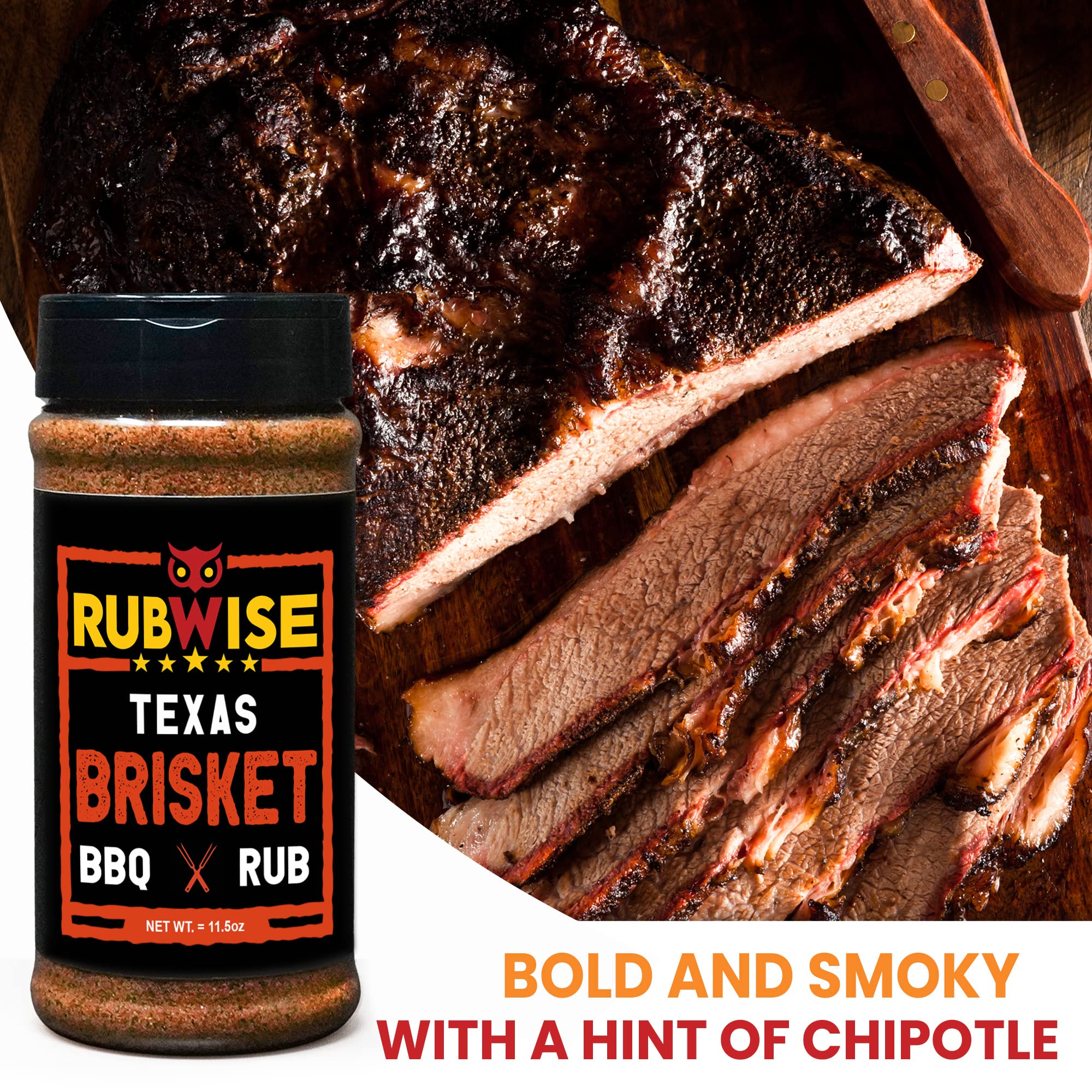 Five Star Seasonings RubWise Rub label highlighting authentic Texas-style spice blend.