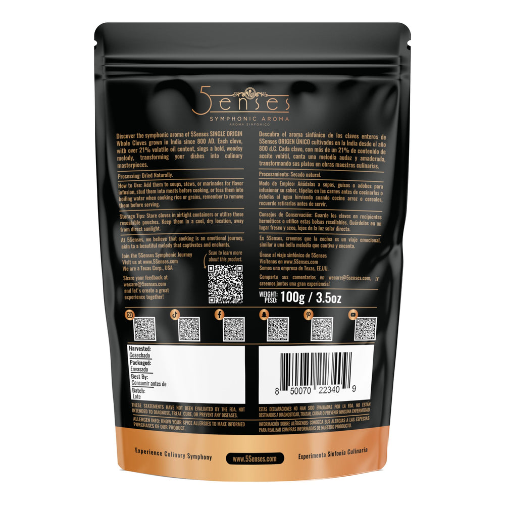 5Senses Whole Cloves close-up aroma hints at warm, complex spice notes.