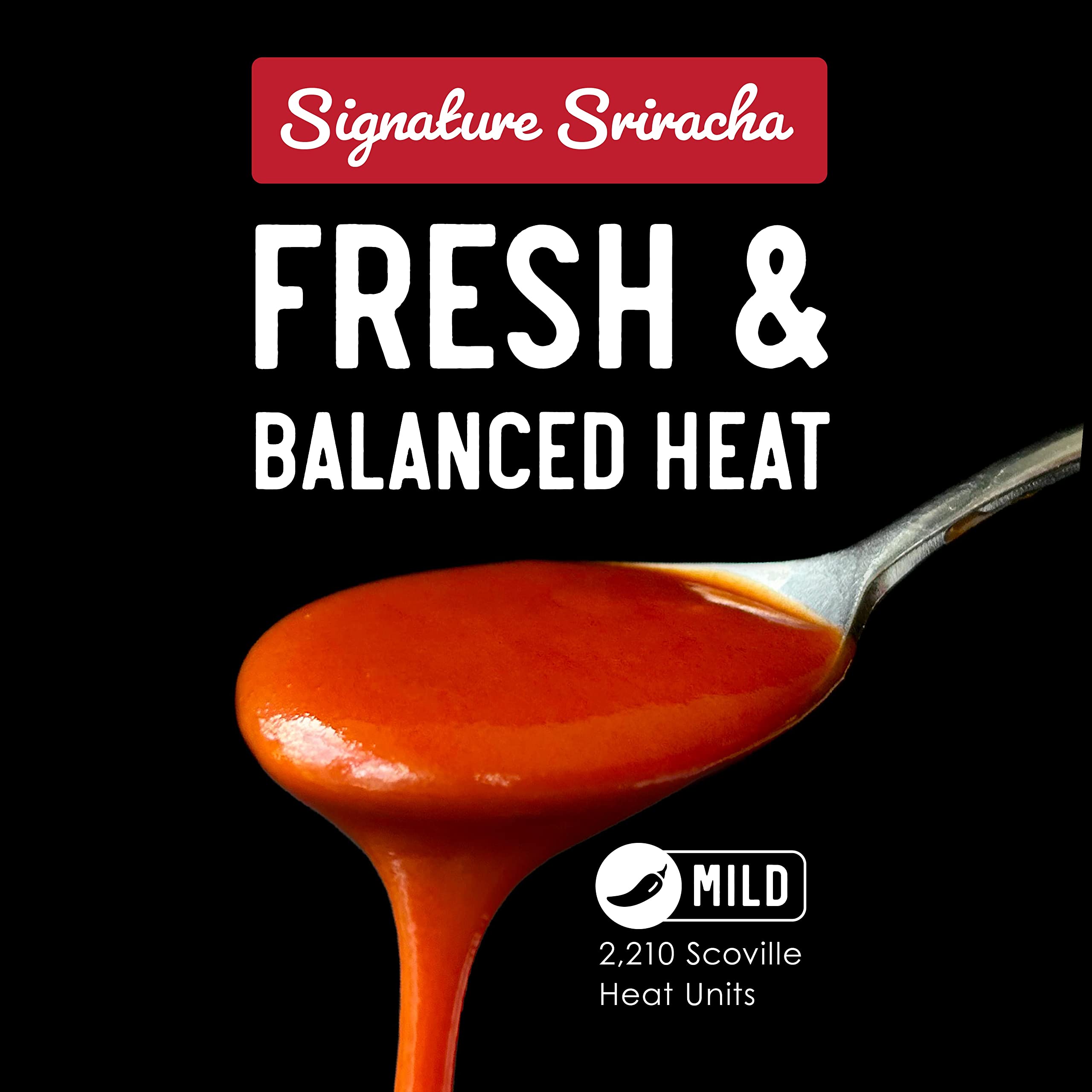 Pour shot of Fix Hot Sauce Sriracha for smooth, balanced heat.
