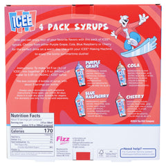 Fizz Creations ICEE blue raspberry syrup bottle for vibrant slushies and frozen treats.