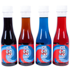 Fizz Creations ICEE cherry syrup bottle perfect for kid-friendly snow cones and party drinks.