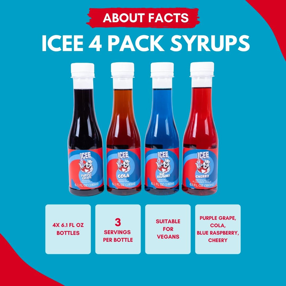 Fizz Creations ICEE four-pack syrups displayed for party-ready frozen treats.