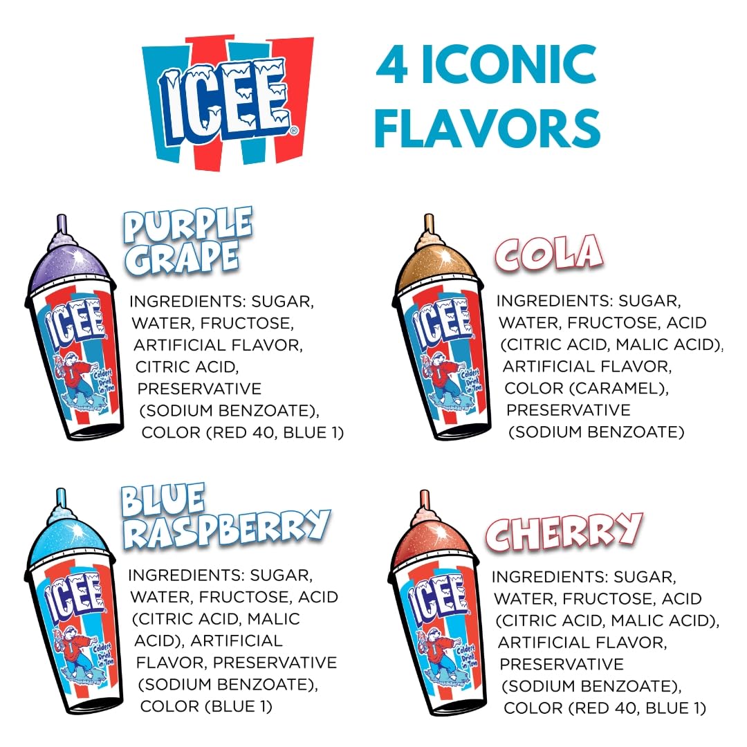 Fizz Creations ICEE home slushie setup with colorful syrups.