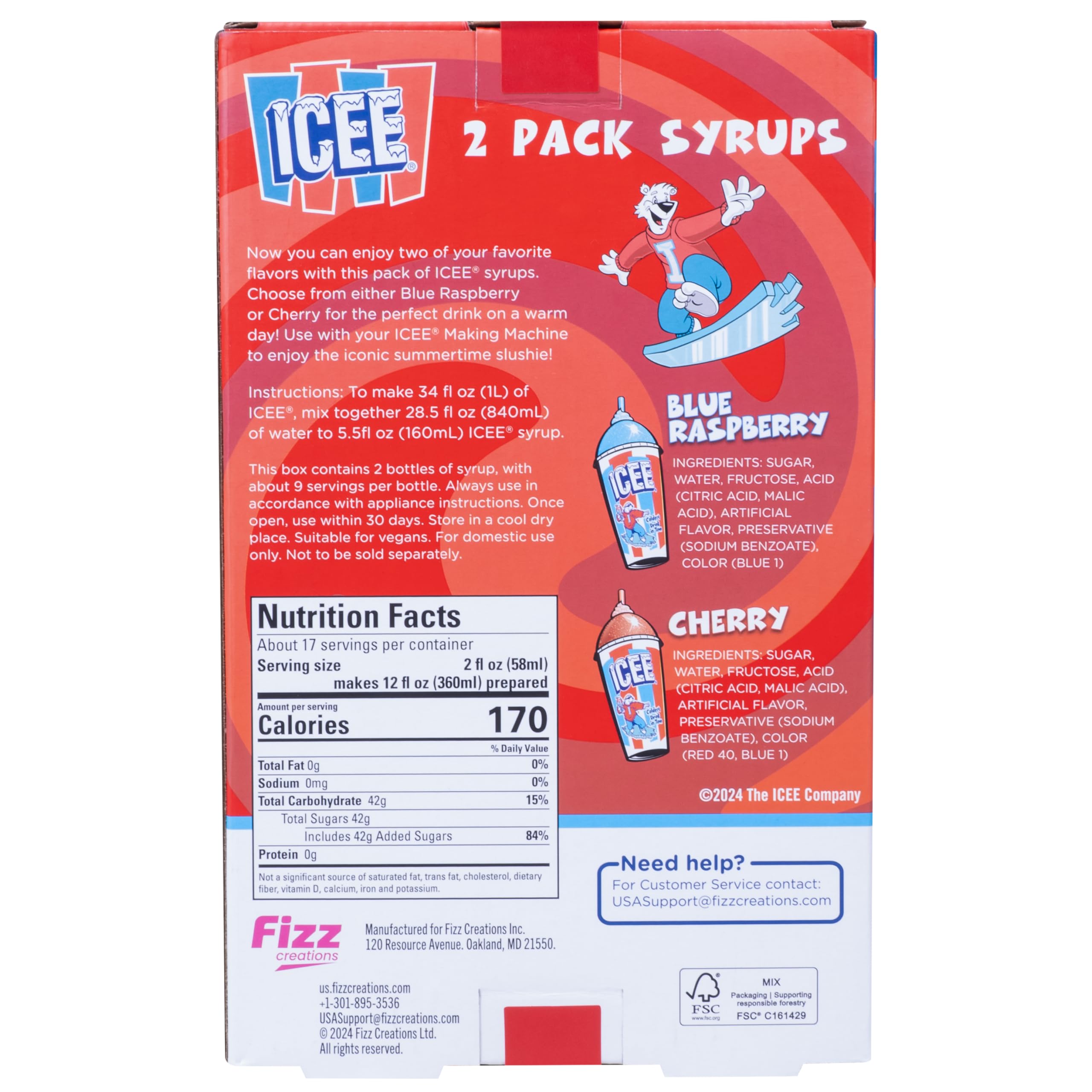 Fizz Creations ICEE shelf stable syrups on kitchen counter.